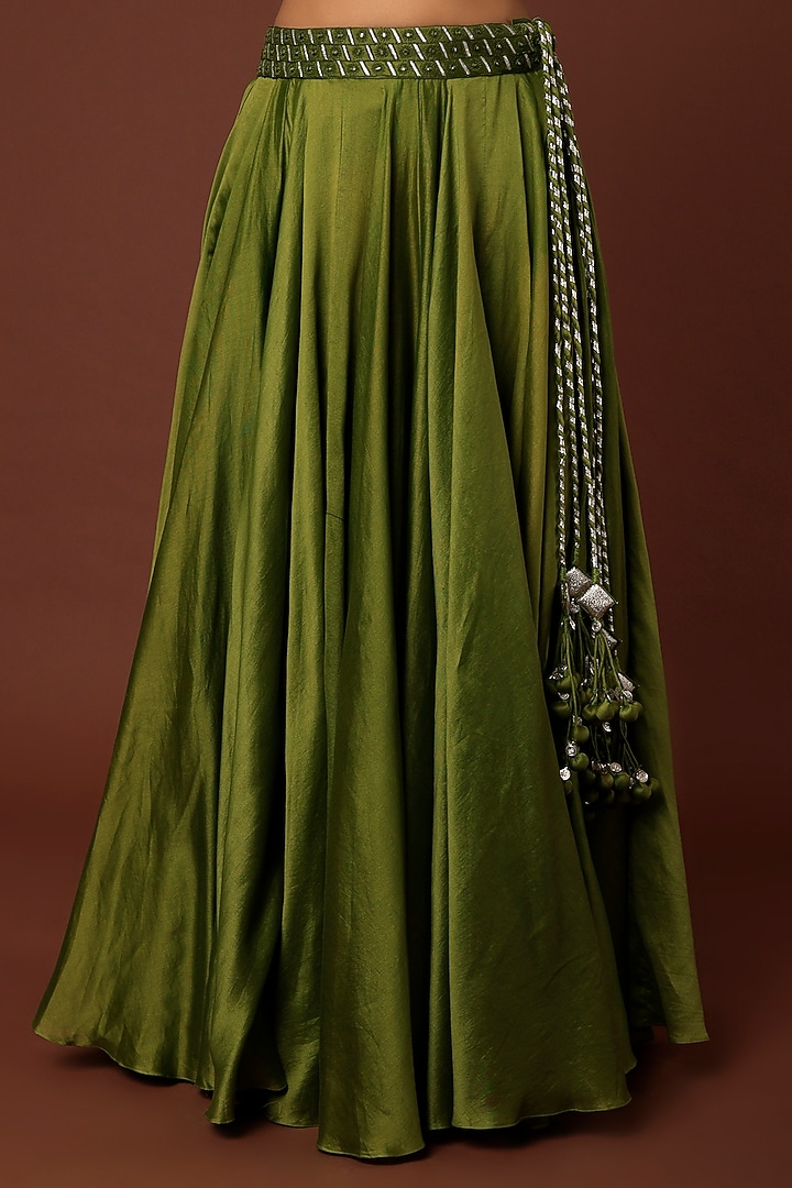 Dark Green Embroidered Wedding Lehenga Set by Punit Balana at Pernia's Pop Up Shop