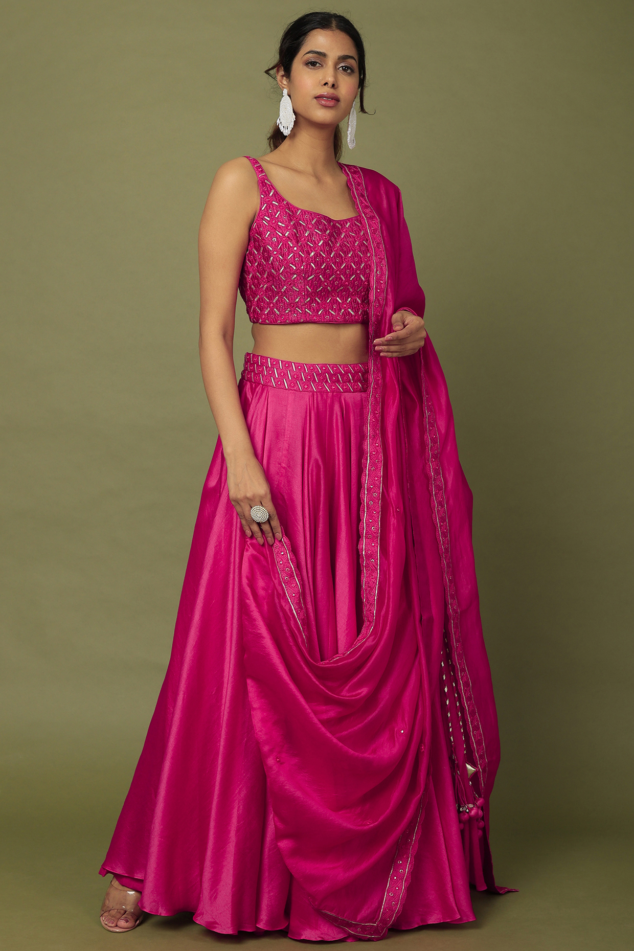 Floral Embroidered Blue Raw Silk Lehenga Choli With Dupatta THS142B01 |  forum.iktva.sa