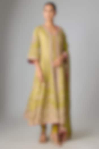 Heena Green Tissue Embroidered Bridal Anarkali Set by Punit Balana at Pernia's Pop Up Shop