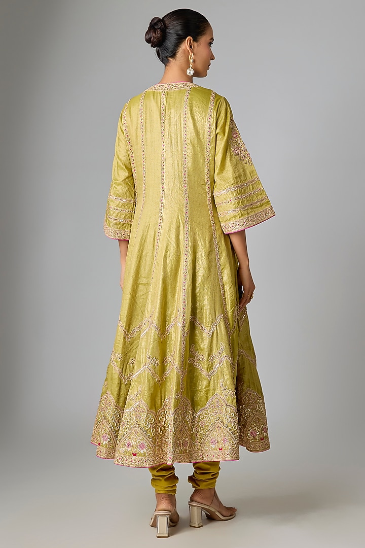 Heena Green Tissue Embroidered Bridal Anarkali Set by Punit Balana at Pernia's Pop Up Shop