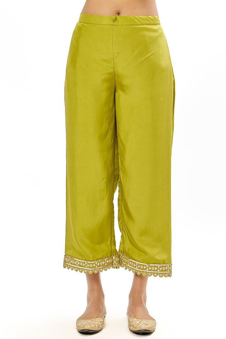 Heena Green Pure Silk Marodi Embroidered Choga Kurta Set by Punit Balana at Pernia's Pop Up Shop
