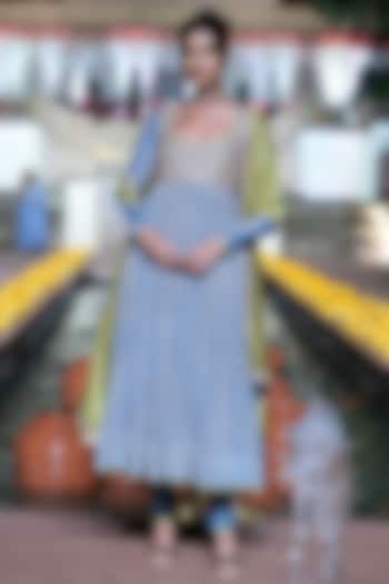 Saleti Grey Tissue Silk Marodi Embroidered Bridal Anarkali Set by Punit Balana at Pernia's Pop Up Shop