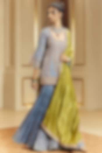 Saleti Grey Tissue Silk Gharara Set by Punit Balana at Pernia's Pop Up Shop
