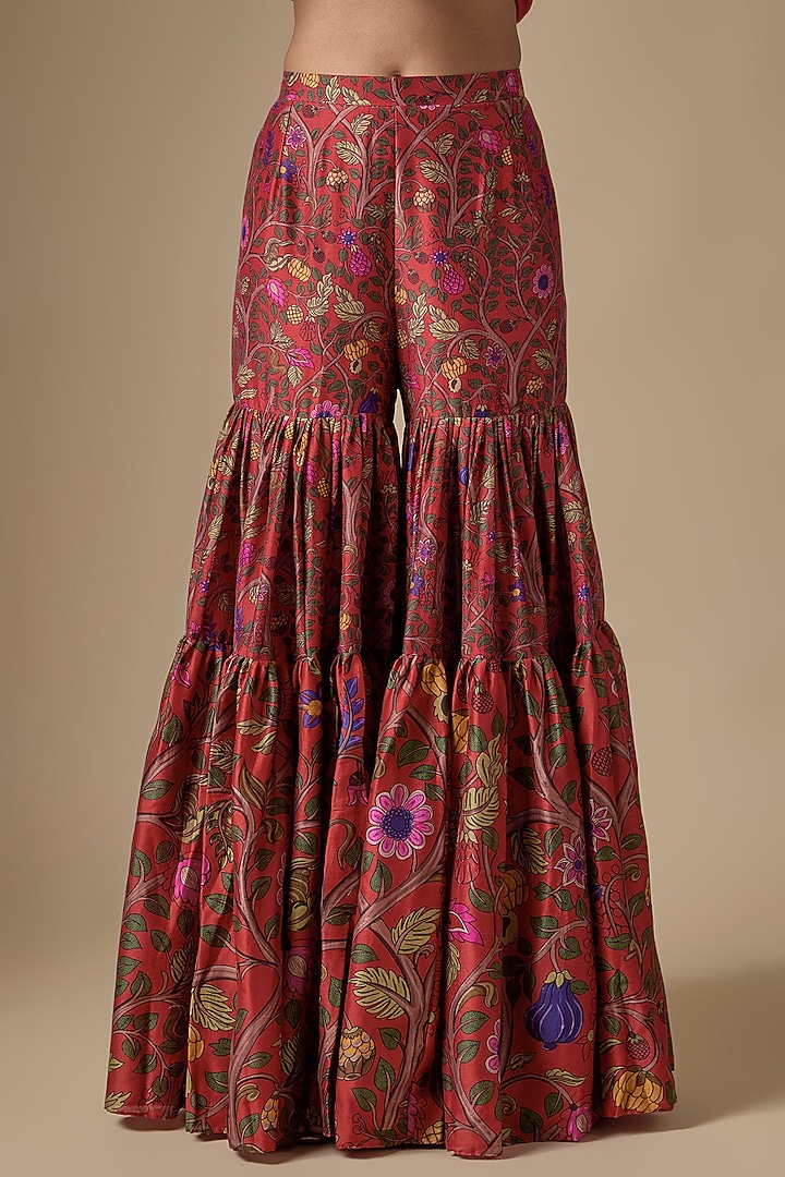 Surkh Laal Chanderi Silk Printed Gharara Set by Punit Balana at Pernia's Pop Up Shop