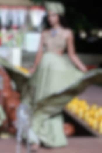 Heena Green Satin Silk Printed & Coin Work Cocktail Dress by Punit Balana at Pernia's Pop Up Shop