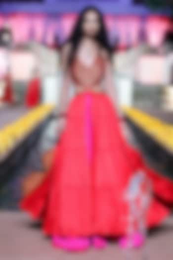 Surkh Laal Satin Silk Printed & Coin Work Cocktail Dress by Punit Balana at Pernia's Pop Up Shop