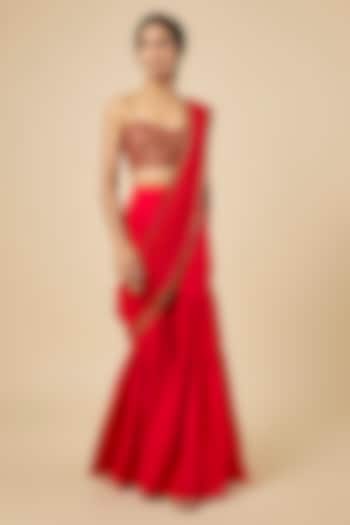 Surkh Lal Silk Gharara Wedding Saree Set by Punit Balana at Pernia's Pop Up Shop