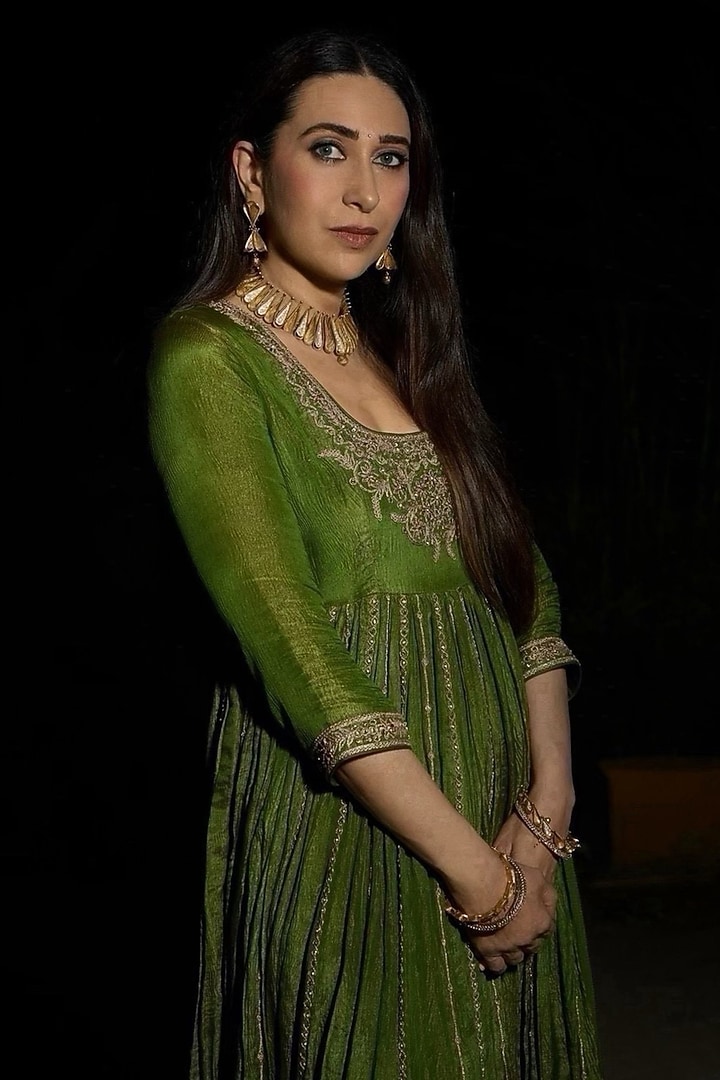 Green Banarasi Tissue Marodi Embroidered Bridal Anarkali Set by Punit Balana at Pernia's Pop Up Shop