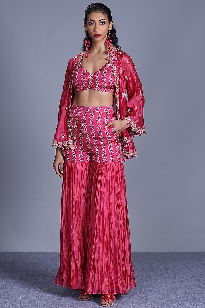 Pink Embroidered & Printed Sharara Set by Punit Balana