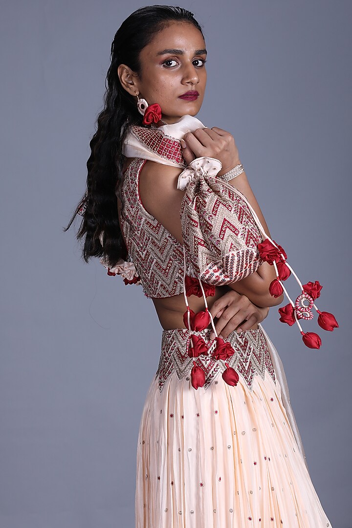 Cream Hand Embroidered Wedding Lehenga Set by Punit Balana at Pernia's Pop Up Shop