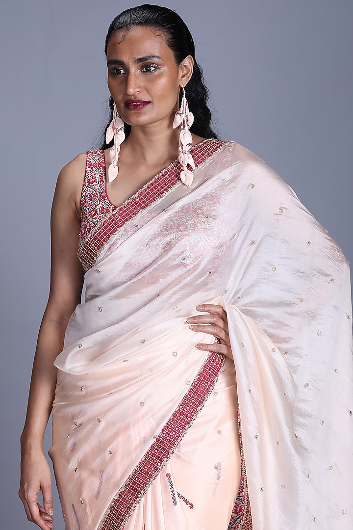 Cream Saree Set by Punit Balana at Pernia's Pop Up Shop