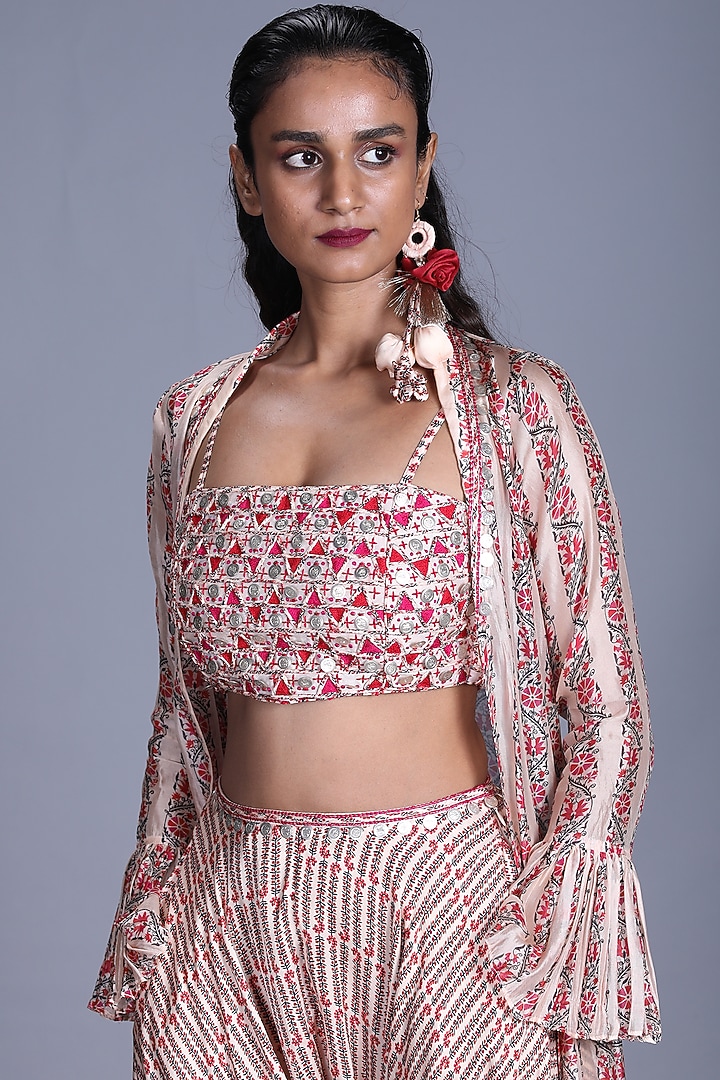 Cream Printed Dhoti Set by Punit Balana at Pernia's Pop Up Shop