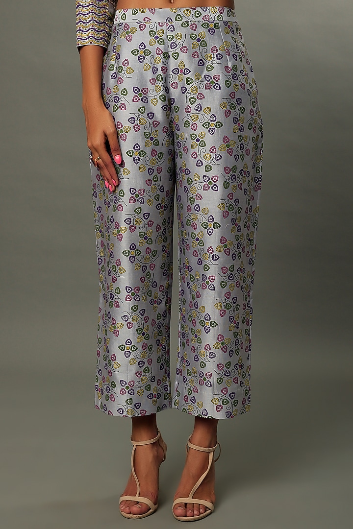 Grey Printed & Embroidered Kurta Set by Punit Balana at Pernia's Pop Up Shop