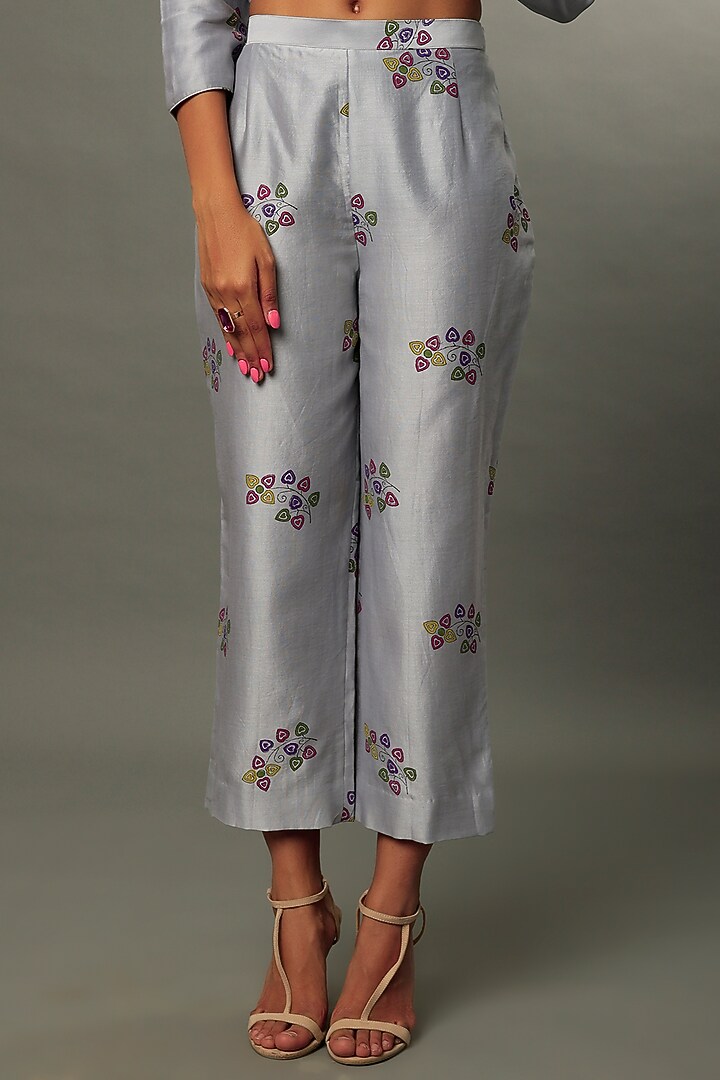 Grey Embroidered & Printed Kurta Set by Punit Balana at Pernia's Pop Up Shop