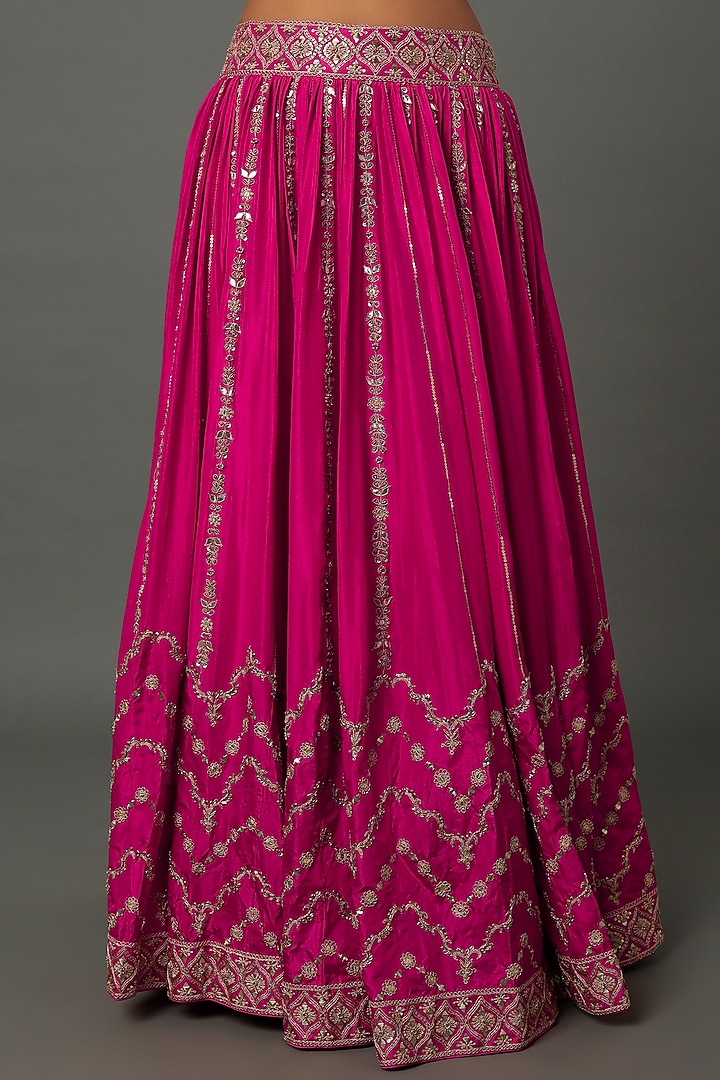 Fuchsia Pink Hand Embroidered Bridal Lehenga Set by Punit Balana at Pernia's Pop Up Shop