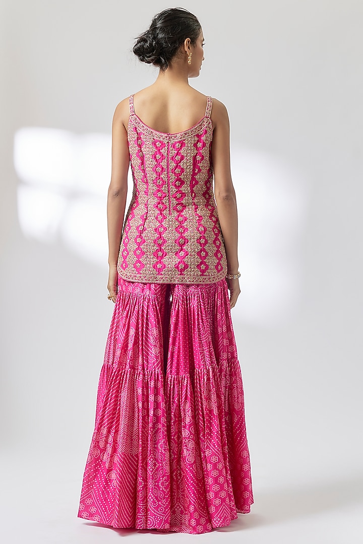 Gulabi Pink Chanderi Silk Gharara Set by Punit Balana at Pernia's Pop Up Shop