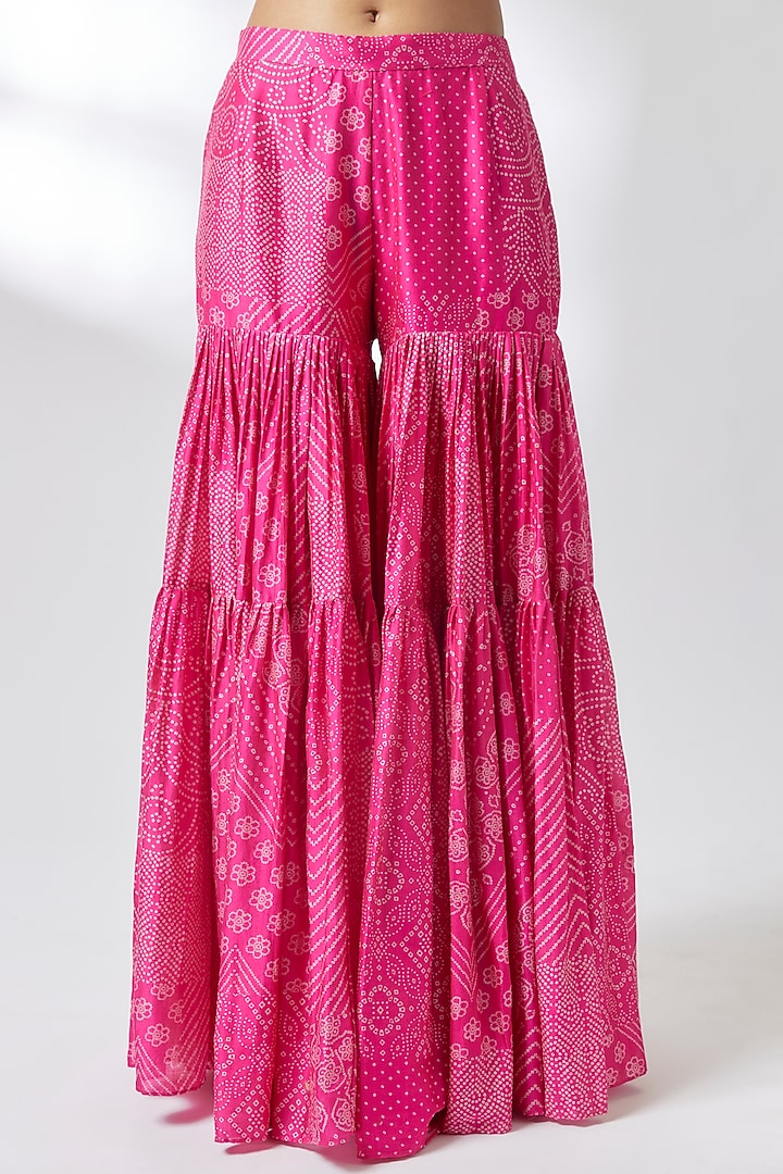 Gulabi Pink Chanderi Silk Gharara Set by Punit Balana at Pernia's Pop Up Shop