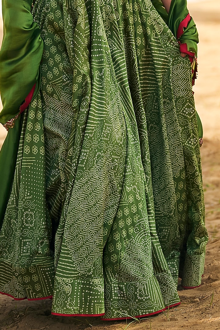 Green Organza Silk & Chanderi Silk Resham Embroidered Wedding Lehenga Set by Punit Balana at Pernia's Pop Up Shop