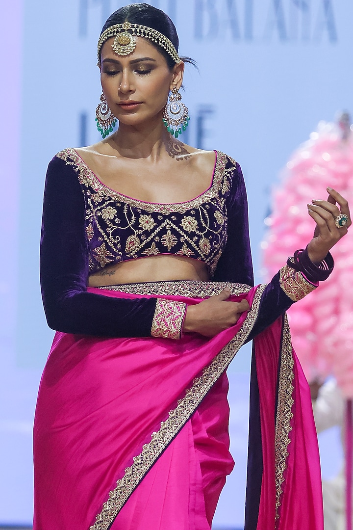 Gulabi Gulal Organza Silk Reception Saree Set by Punit Balana at Pernia's Pop Up Shop