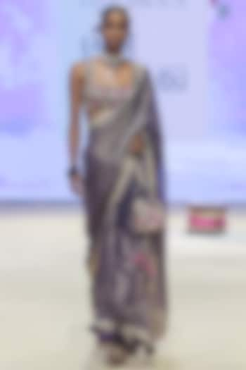 Baigani Metallic Tissue Marodi Work Saree Set by Punit Balana at Pernia's Pop Up Shop