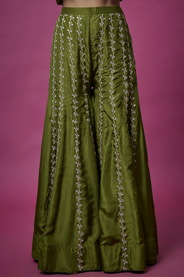 Mehendi Green Embellished Bridal Sharara Set by Punit Balana at Pernia's Pop Up Shop
