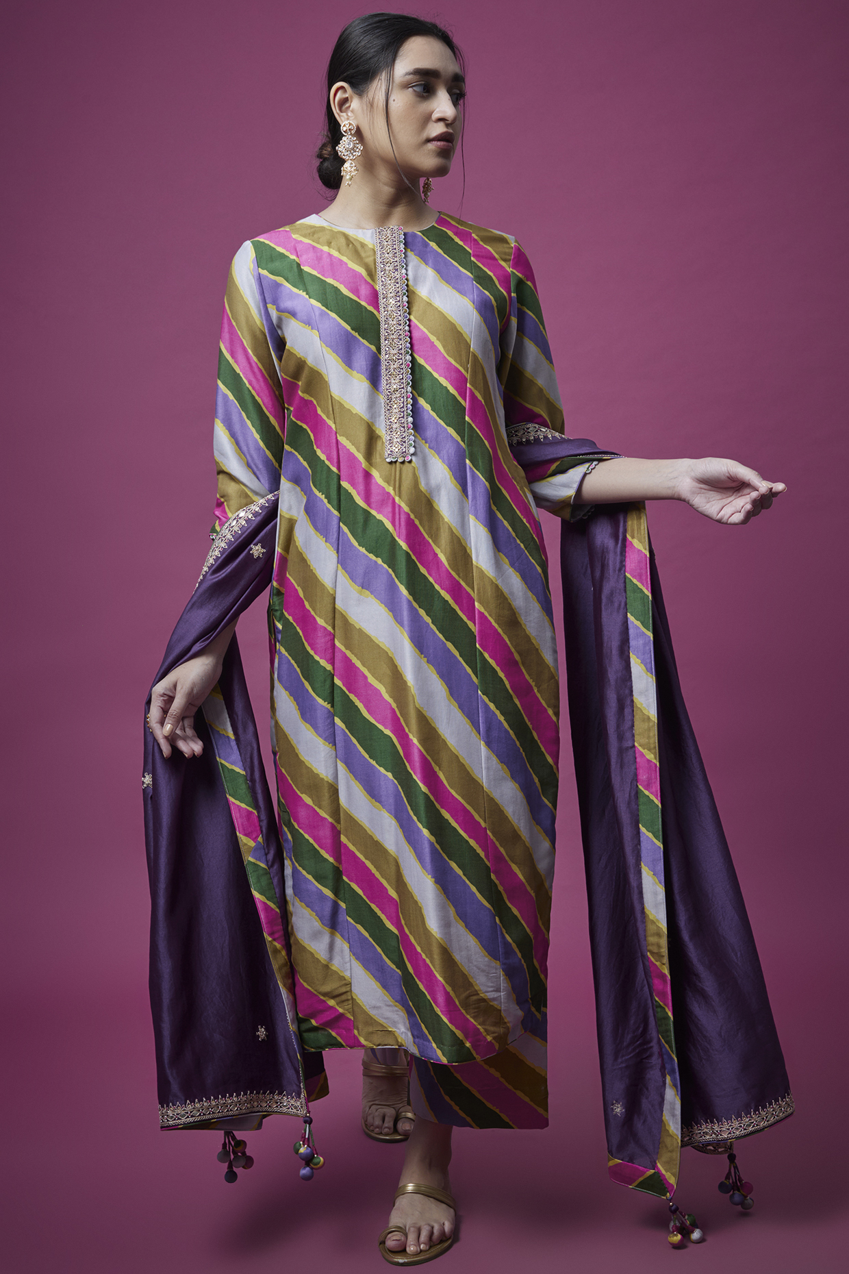Multi-Colored Embroidered Kurta Set by Punit Balana at Pernia's Pop Up Shop