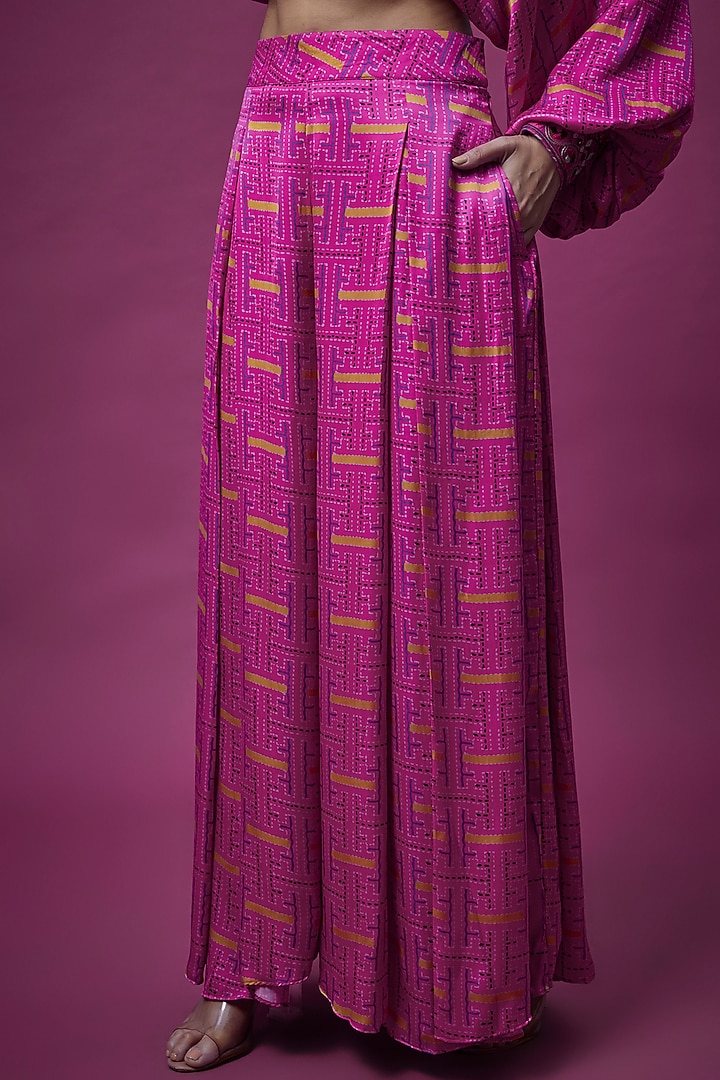 Rani Pink Embroidered Skirt Set by Punit Balana at Pernia's Pop Up Shop