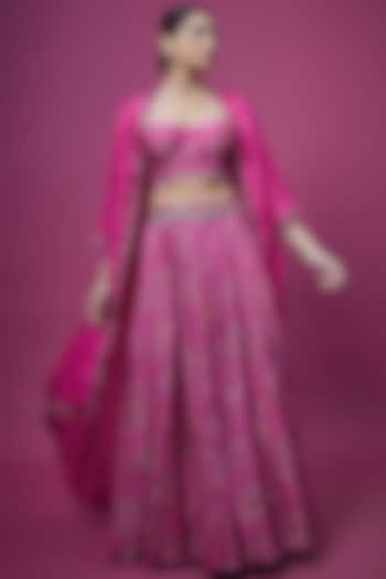 Rani Pink Embellished Skirt Set by Punit Balana