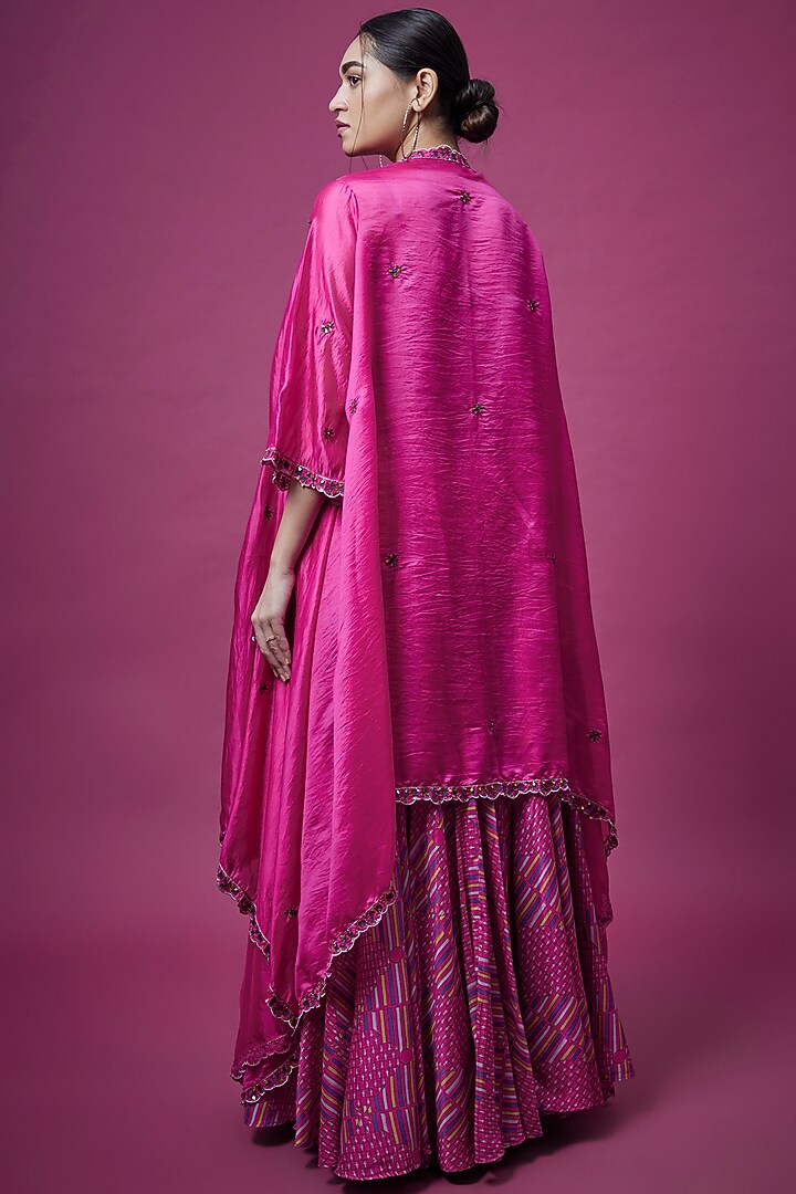Rani Pink Embellished Skirt Set by Punit Balana at Pernia's Pop Up Shop