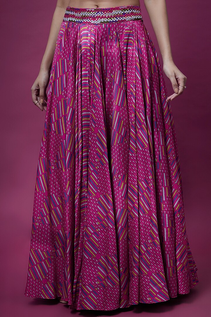 Rani Pink Embellished Skirt Set by Punit Balana at Pernia's Pop Up Shop