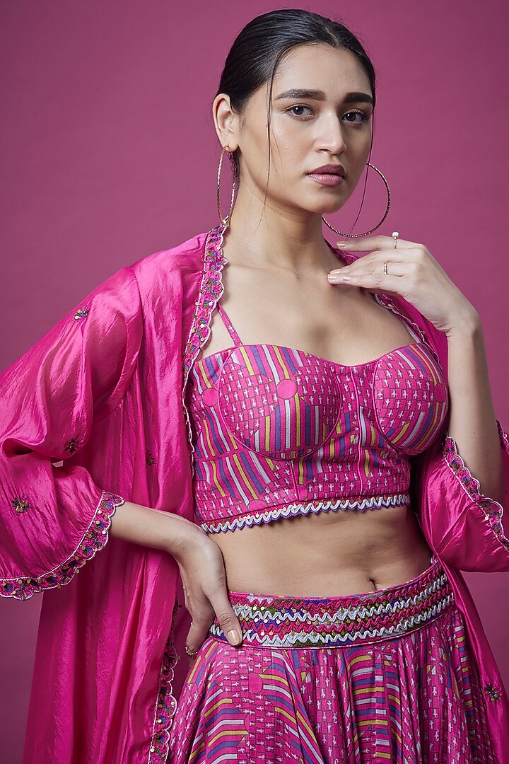 Rani Pink Embellished Skirt Set by Punit Balana at Pernia's Pop Up Shop