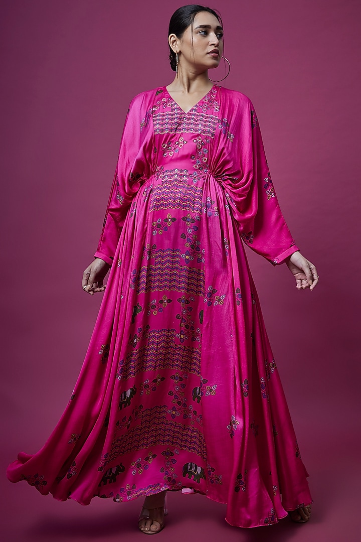Rani Pink Hand Block Printed Dress by Punit Balana