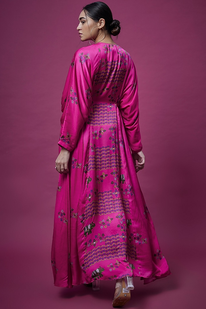 Rani Pink Hand Block Printed Vacation Dress by Punit Balana at Pernia's Pop Up Shop