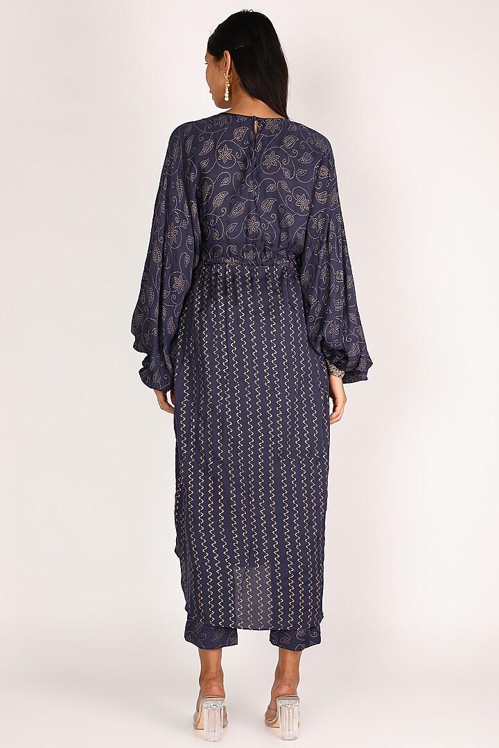 Cobalt Blue Printed Tunic With Pants by Punit Balana at Pernia's Pop Up Shop