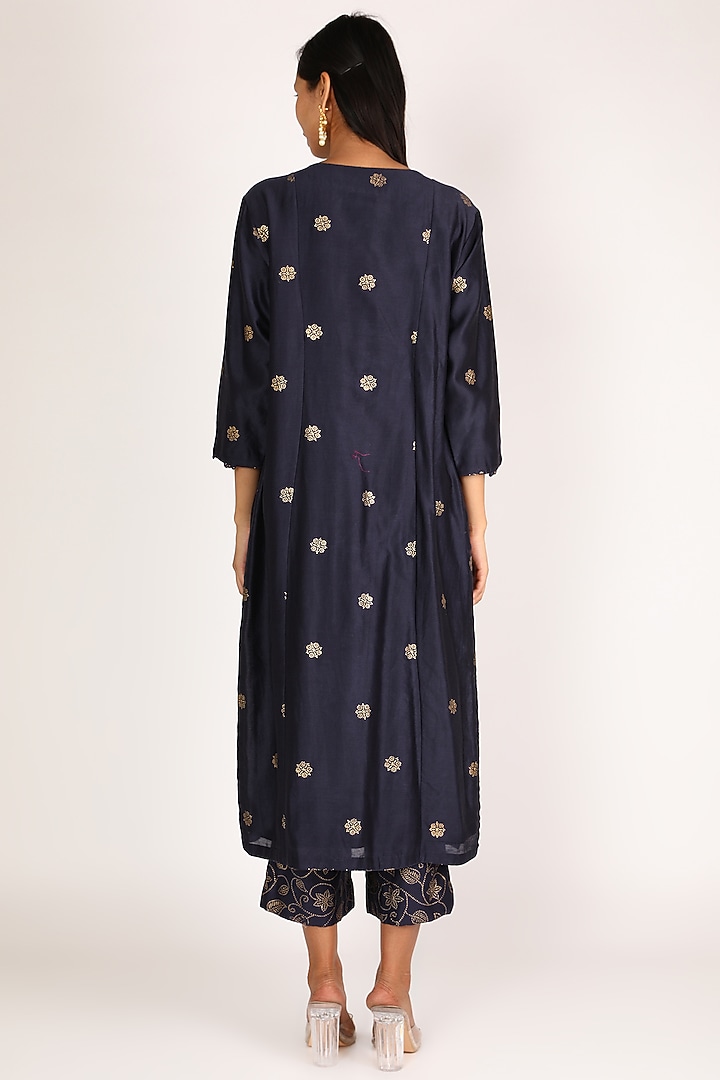 Cobalt Blue Printed Kurta Set by Punit Balana at Pernia's Pop Up Shop
