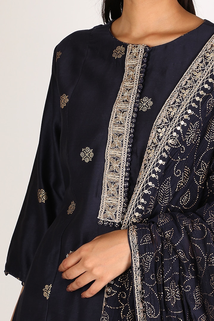 Cobalt Blue Printed Kurta Set by Punit Balana at Pernia's Pop Up Shop
