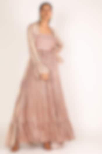 Peach Cape Set With Coin Work by Punit Balana at Pernia's Pop Up Shop