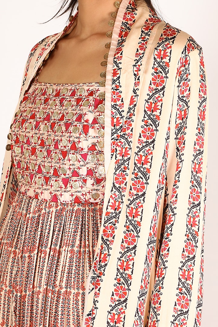 Peach Cape Set With Coin Work by Punit Balana at Pernia's Pop Up Shop