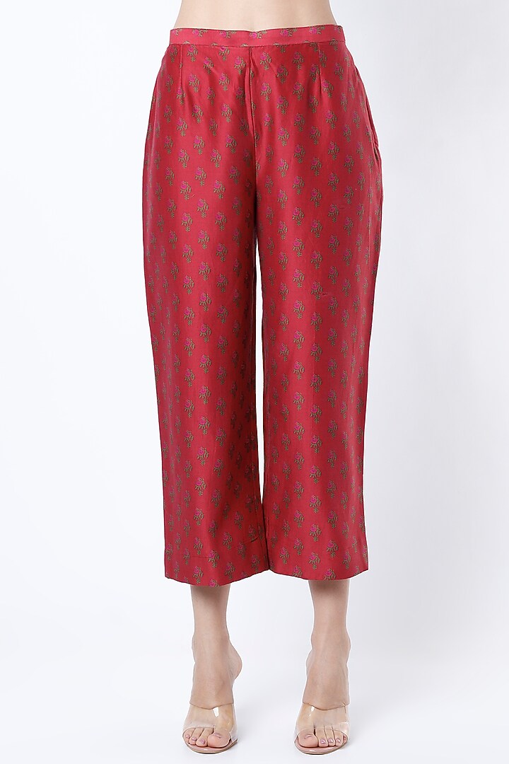 Cherry Red Printed Kurta Set by Punit Balana at Pernia's Pop Up Shop