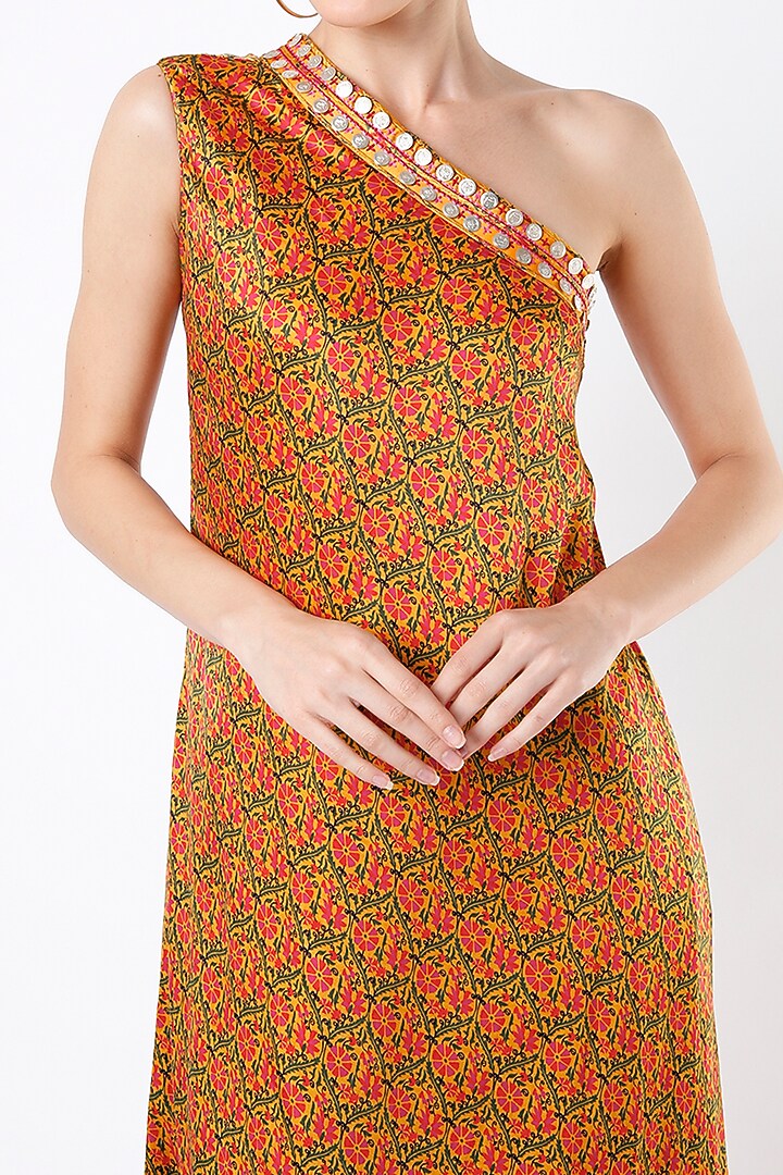 Orange Printed One-Shoulder Summer Dress by Punit Balana at Pernia's Pop Up Shop