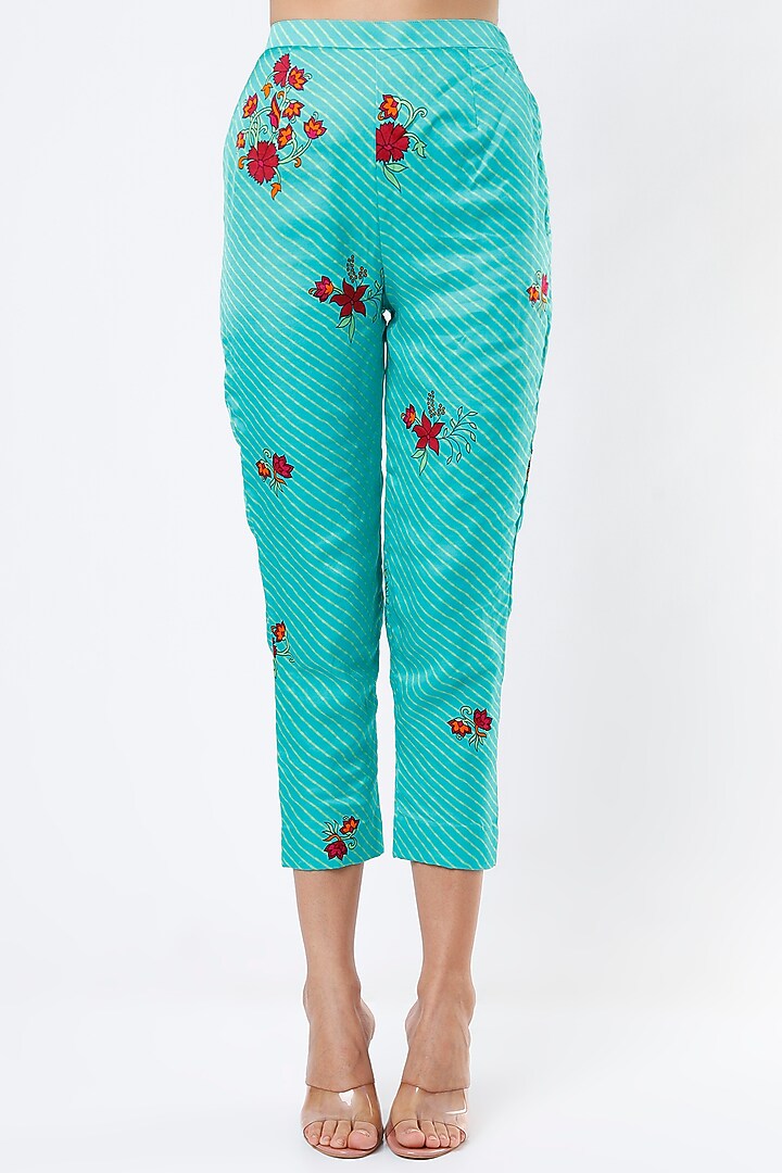 Turquoise Satin Silk Kurta Set by Punit Balana at Pernia's Pop Up Shop