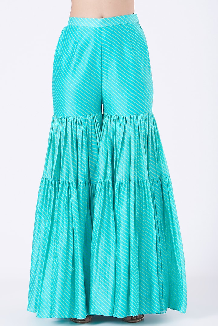 Caribbean Blue Printed Gharara Set by Punit Balana at Pernia's Pop Up Shop