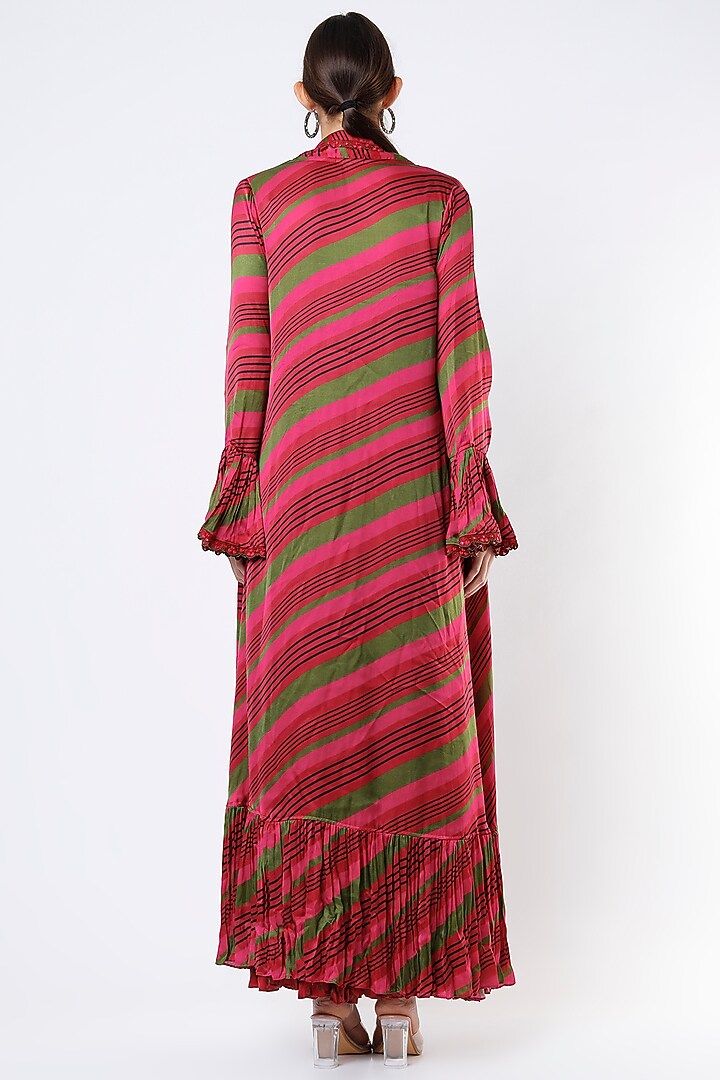Burnt Red Satin Silk Resham Embroidered Maxi Cocktail Dress by Punit Balana at Pernia's Pop Up Shop