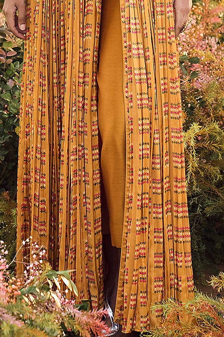 Mustard Printed Long Kurta Set by Punit Balana at Pernia's Pop Up Shop