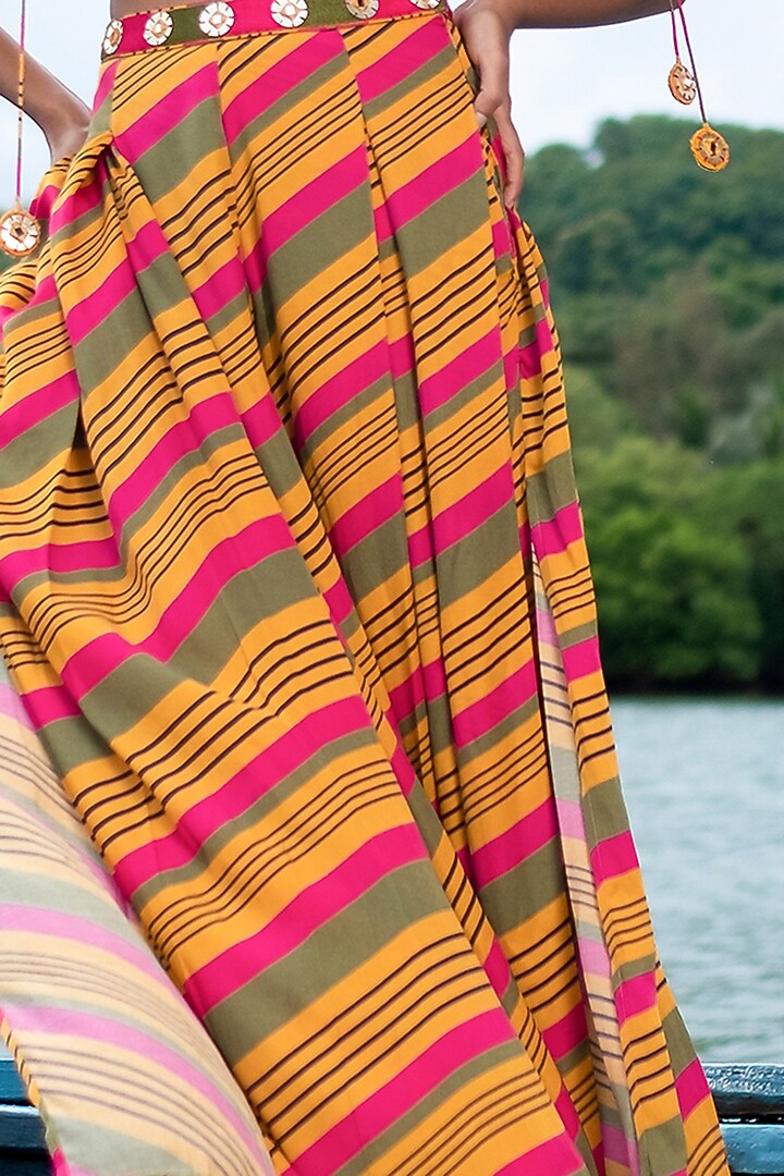 Mustard Embellished Flared Pant Set by Punit Balana at Pernia's Pop Up Shop