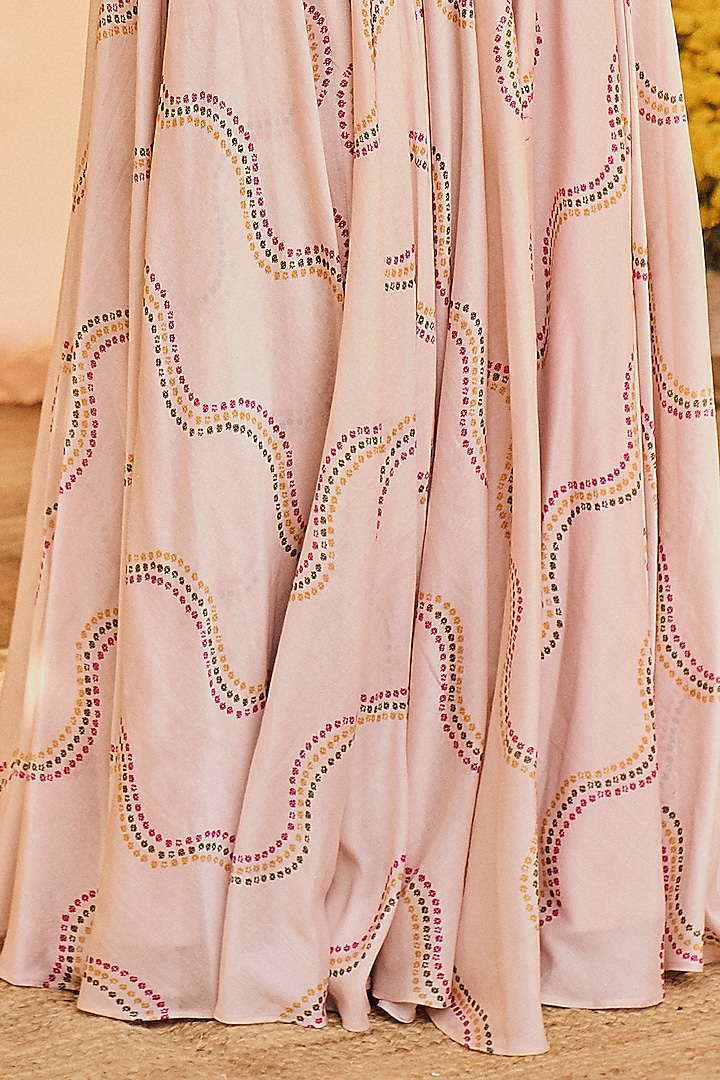 Blush Pink Bandhani Printed Wedding Lehenga Set by Punit Balana at Pernia's Pop Up Shop