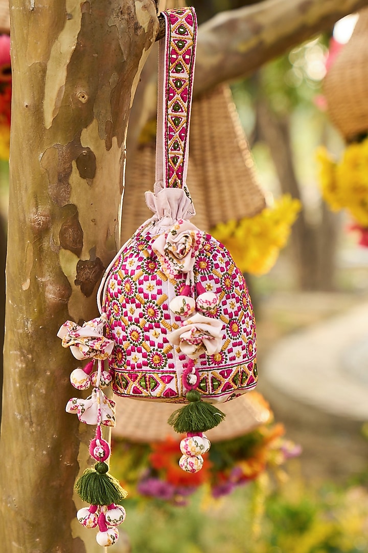 Pink Embellished Potli by Punit Balana at Pernia's Pop Up Shop