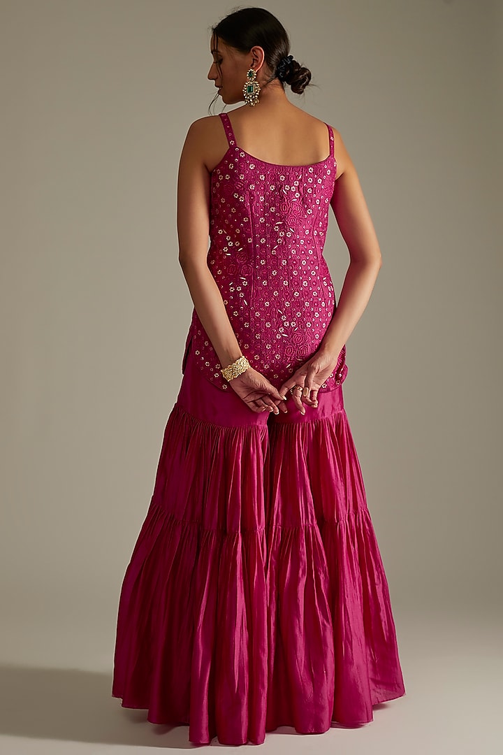 Fuchsia Chanderi Silk Gharara Set by Punit Balana at Pernia's Pop Up Shop
