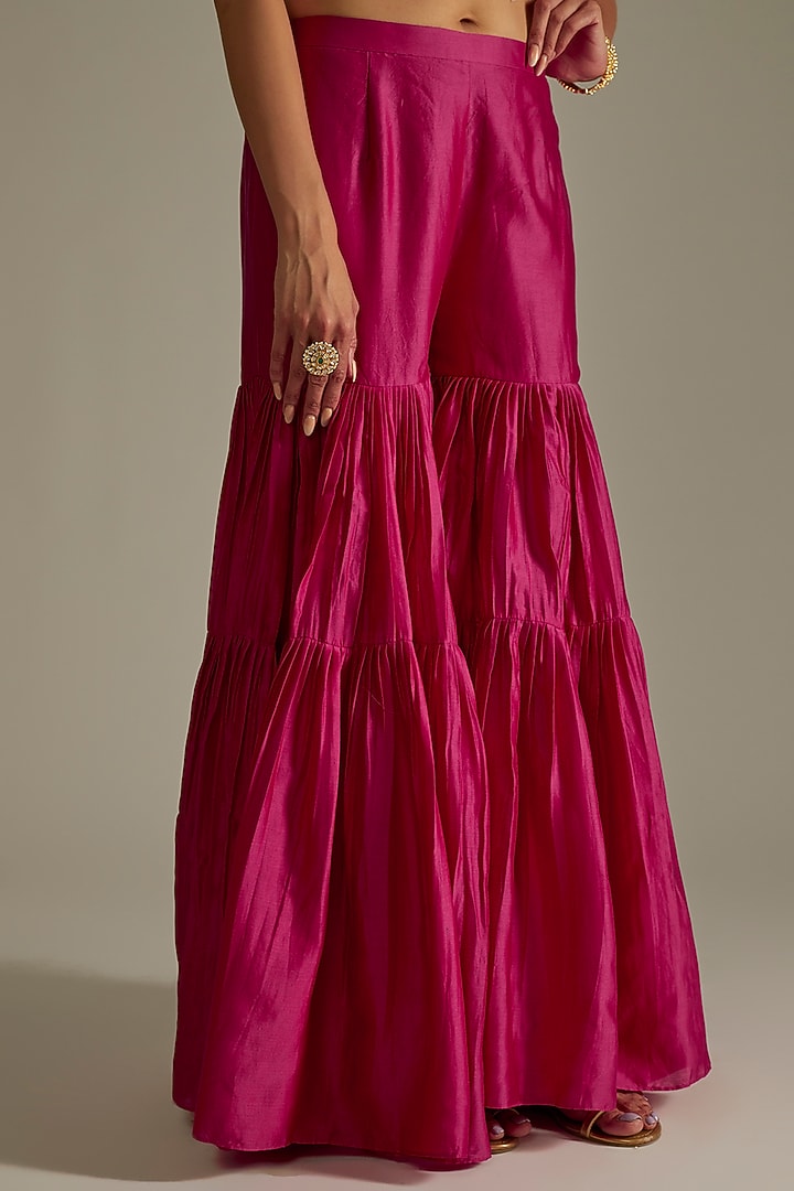 Fuchsia Chanderi Silk Gharara Set by Punit Balana at Pernia's Pop Up Shop