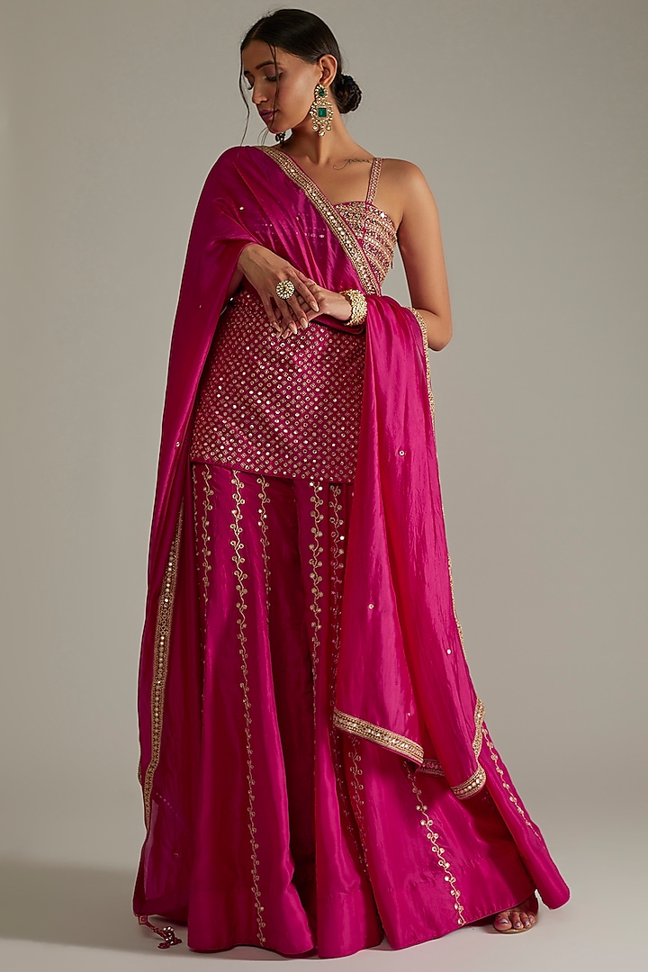 Rani Pink Embellished Sharara Set by Punit Balana